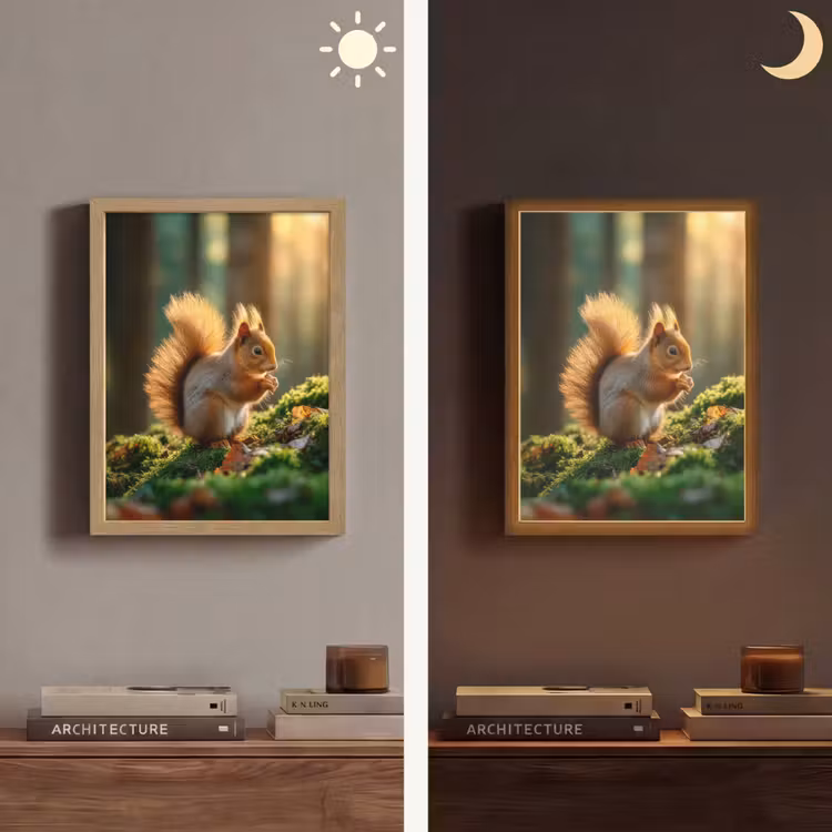 Lightbox - Wandlamp - Eekhoorn - Nootje - Gras — 5