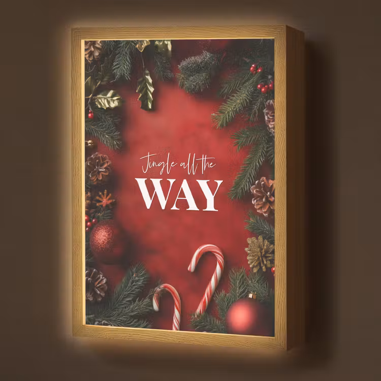 Lightbox - Wandlamp - Kerst - Quote - Rood - Kerstballen — 1