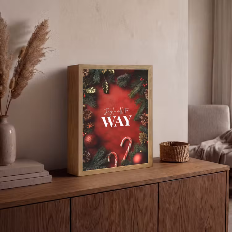Lightbox - Wandlamp - Kerst - Quote - Rood - Kerstballen — 4