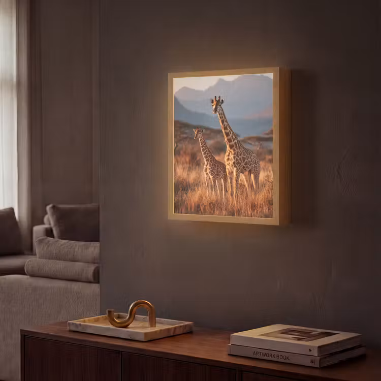 Lightbox - Wandlamp - Giraffen - Hoog gras - Acaciabomen — 2