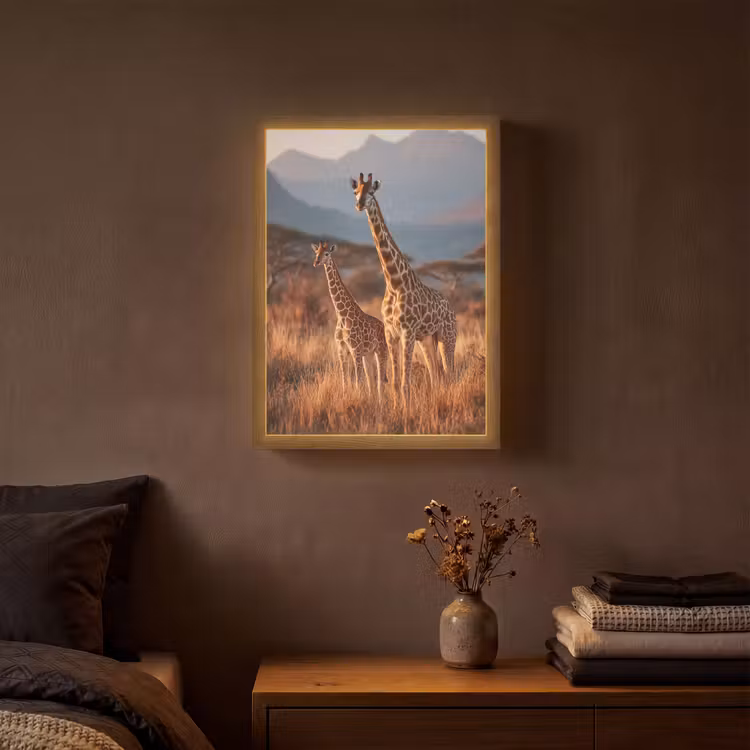 Lightbox - Wandlamp - Giraffen - Hoog gras - Acaciabomen — 3