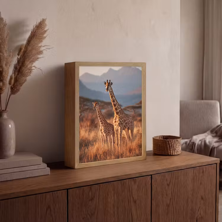 Lightbox - Wandlamp - Giraffen - Hoog gras - Acaciabomen — 4