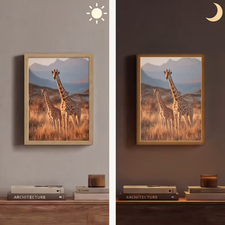Lightbox - Wandlamp - Giraffen - Hoog gras - Acaciabomen — 5