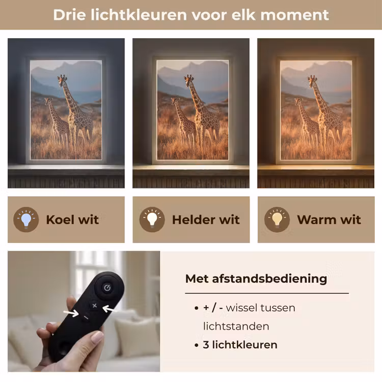 Lightbox - Wandlamp - Giraffen - Hoog gras - Acaciabomen — 7