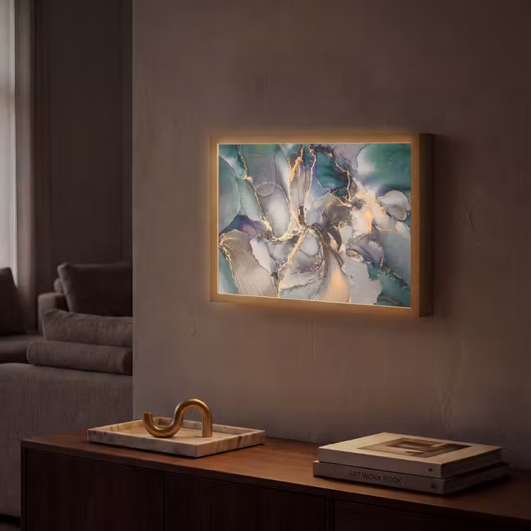 Lightbox - Wandlamp - Goud - Blauw - Marmer — 2