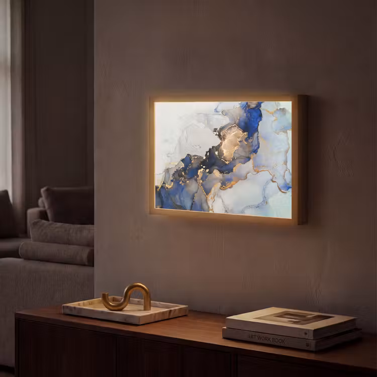 Lightbox - Wandlamp - Marmer - Blauw - Goud — 2
