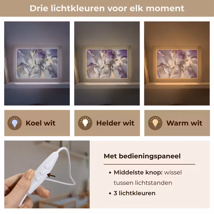 Lightbox - Wandlamp - Goud - Paars - Marmer — 5