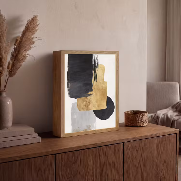 Lightbox - Wandlamp - Goud - Rechthoeken - Cirkels - Abstract — 4