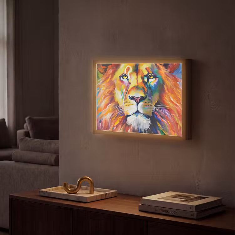 Lightbox - Wandlamp - Leeuw - Olieverf - Kunst - Dieren — 2
