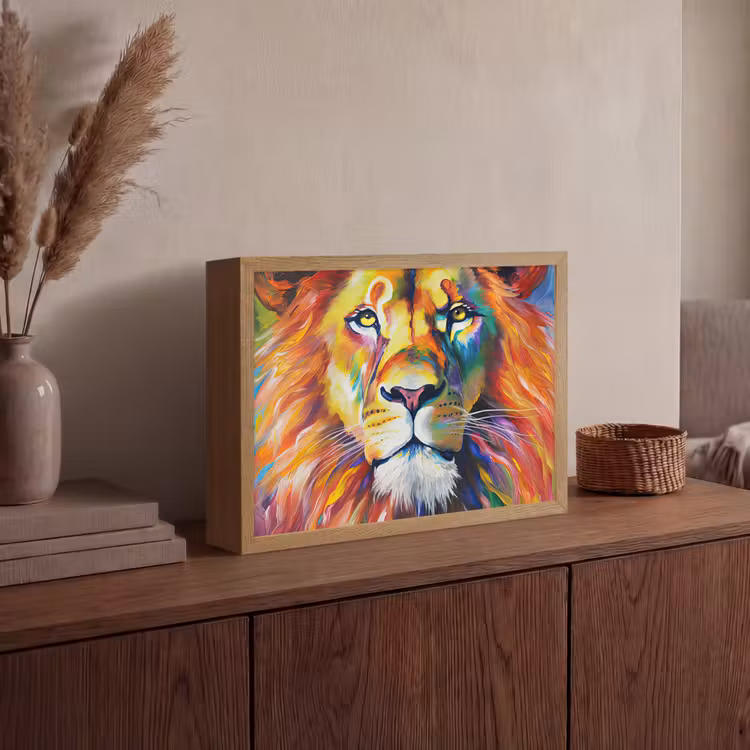 Lightbox - Wandlamp - Leeuw - Olieverf - Kunst - Dieren — 4
