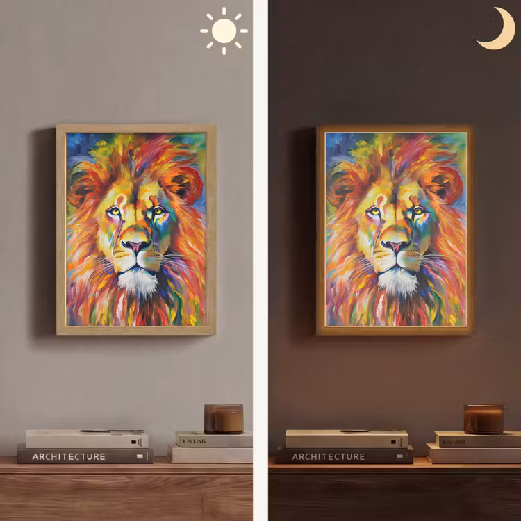 Lightbox - Wandlamp - Leeuw - Olieverf - Kunst - Dieren — 5