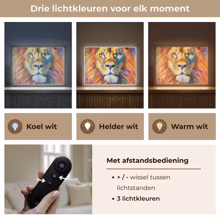 Lightbox - Wandlamp - Leeuw - Olieverf - Kunst - Dieren — 8