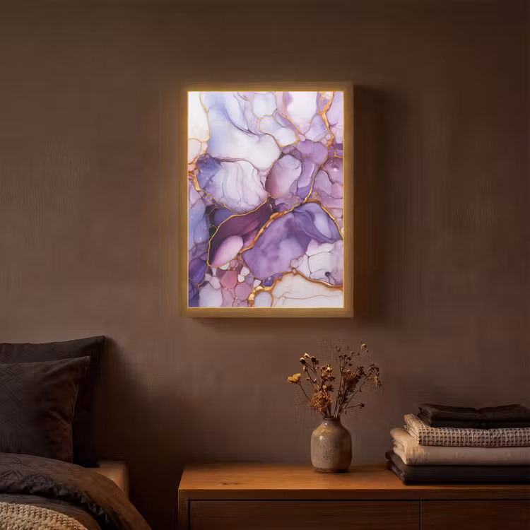 Lightbox - Wandlamp - Marmer - Paars - Lila - Goud — 3
