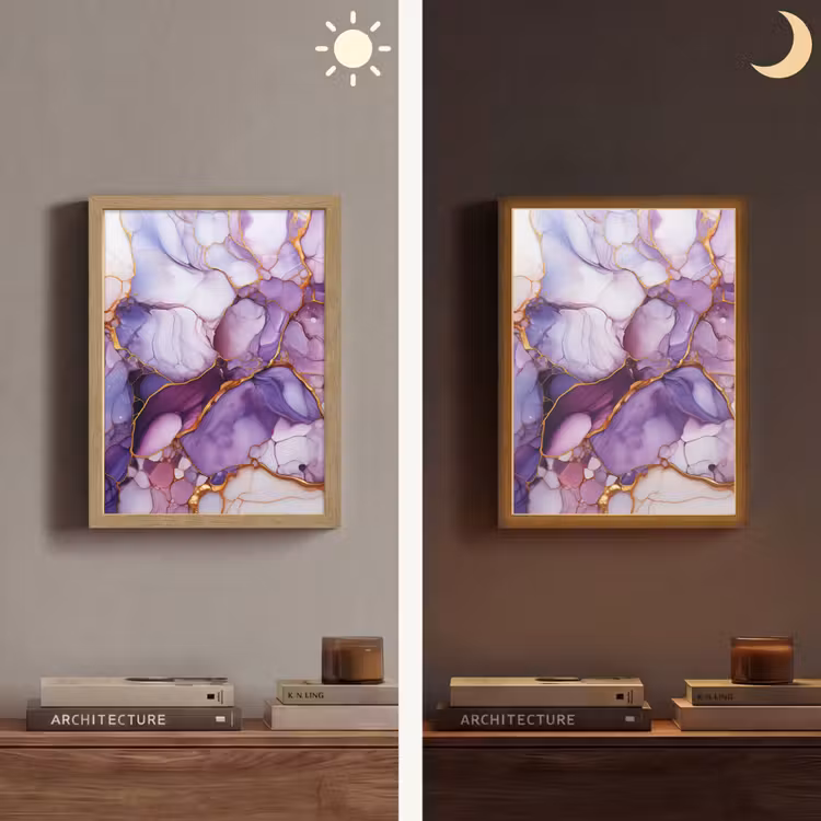 Lightbox - Wandlamp - Marmer - Paars - Lila - Goud — 5