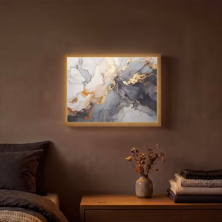 Lightbox - Wandlamp - Marmer - Zwart - Goud - Wit — 3