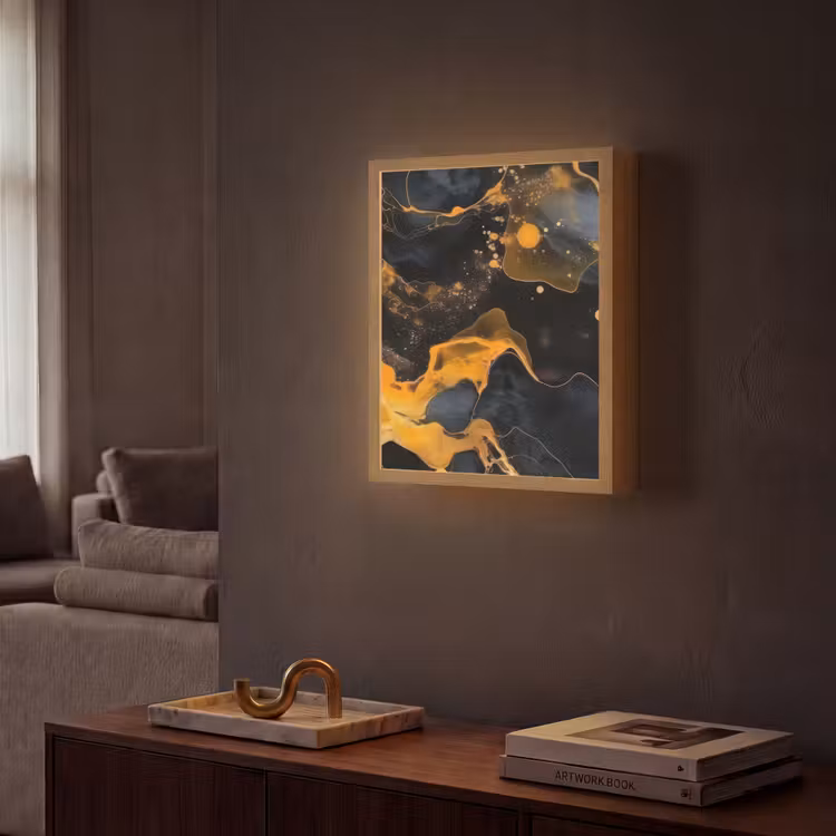 Lightbox - Wandlamp - Marmer - Goud - Zwart - Abstract - Modern — 2