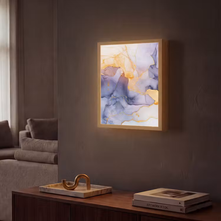 Lightbox - Wandlamp - Marmer - Paars - Lila - Goud - Abstract — 2