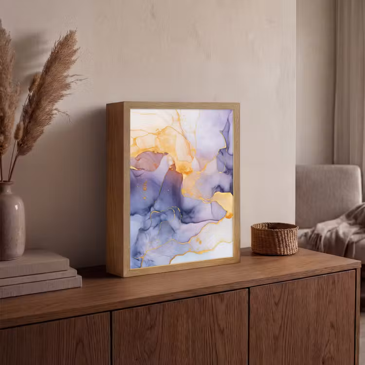 Lightbox - Wandlamp - Marmer - Paars - Lila - Goud - Abstract — 4