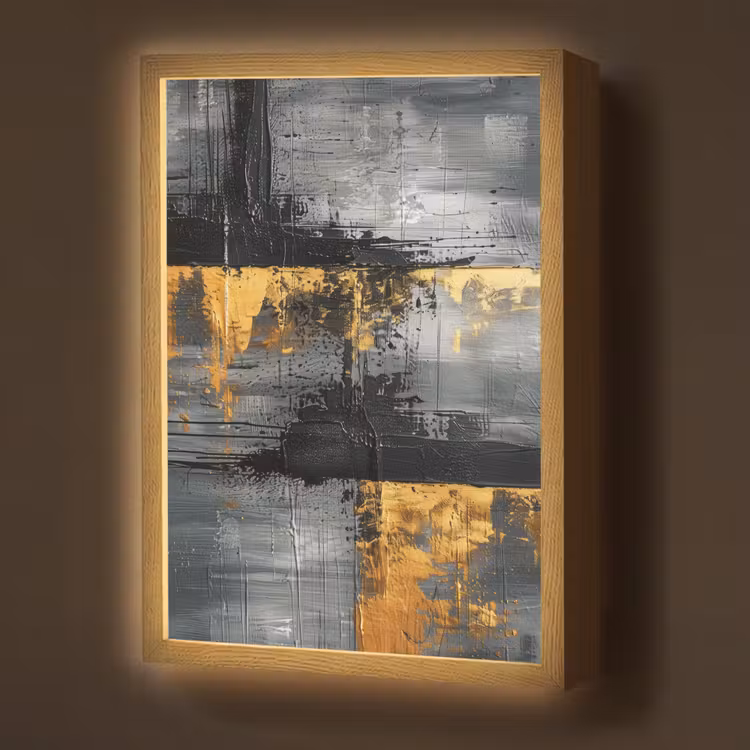Lightbox - Wandlamp - Modern - Goud - Grijs - Patroon — 1