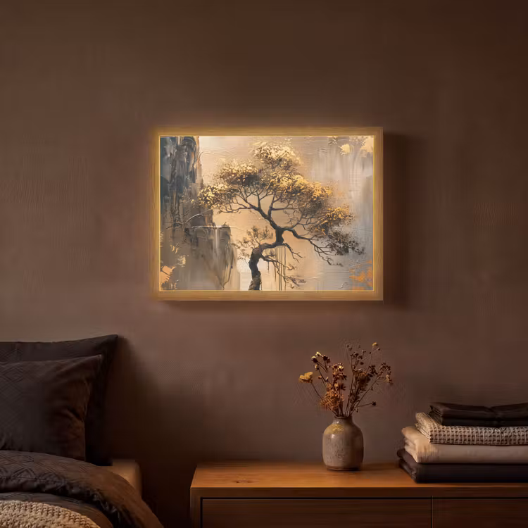 Lightbox - Wandlamp - Boom - Goud - Landschap - Verf — 3