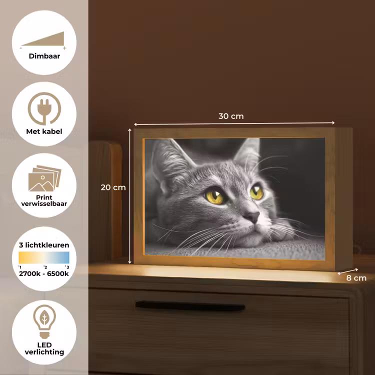 Lightbox - Wandlamp - Kat - Zwart - Wit - Dieren - Natuur — 7