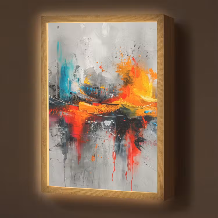Lightbox - Wandlamp - Modern - Oranje - Grijs - Kunst — 1