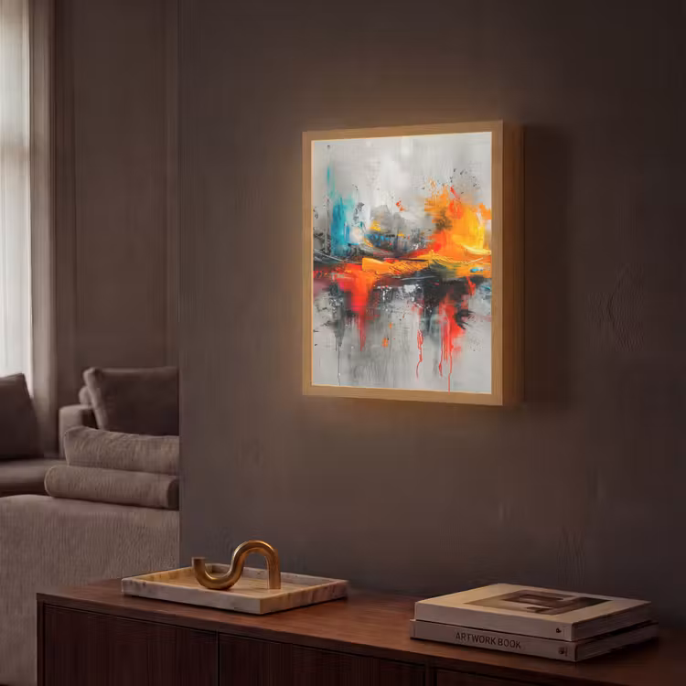 Lightbox - Wandlamp - Modern - Oranje - Grijs - Kunst — 2