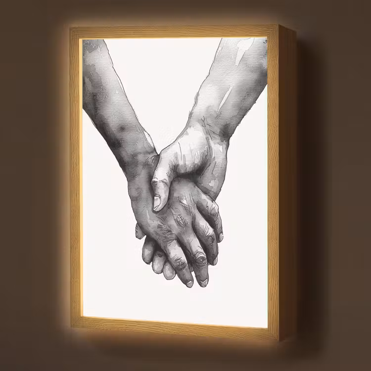 Lightbox - Wandlamp - Handen - Zwart wit - Modern - Kunst — 1