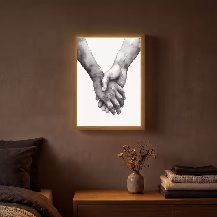 Lightbox - Wandlamp - Handen - Zwart wit - Modern - Kunst — 3