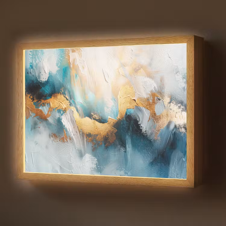 Lightbox - Wandlamp - Abstract - Kunst - Gold - Blauw — 1