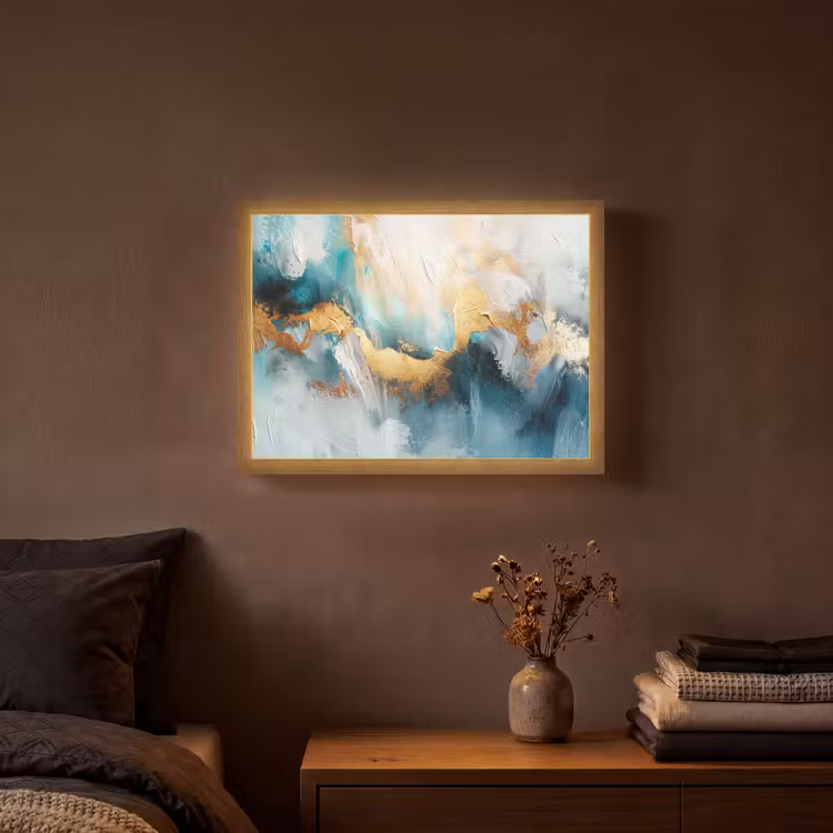 Lightbox - Wandlamp - Abstract - Kunst - Gold - Blauw — 3