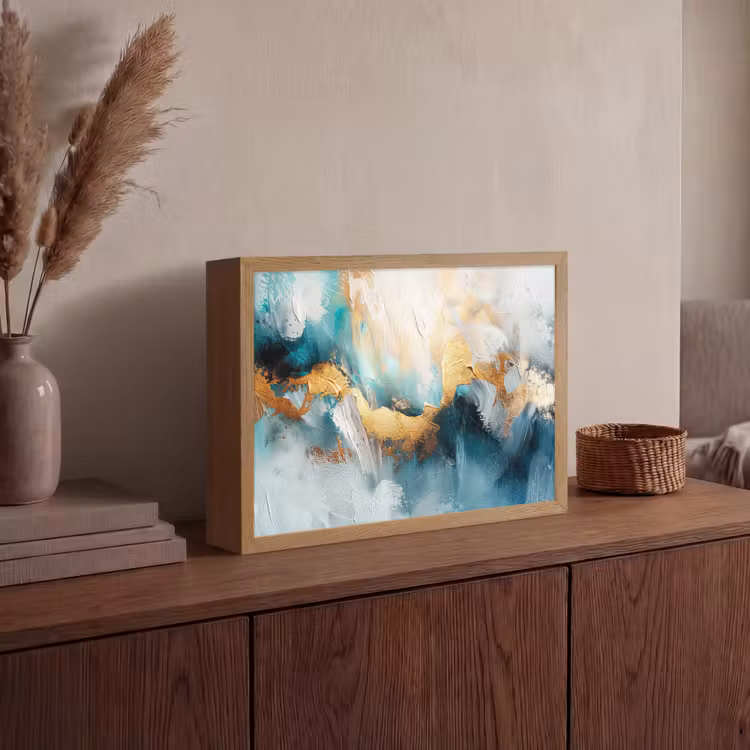 Lightbox - Wandlamp - Abstract - Kunst - Gold - Blauw — 4