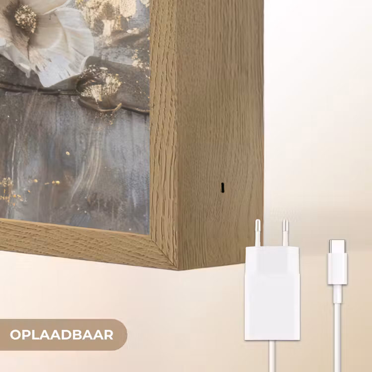 Lightbox - Wandlamp - Bloemen - Wit - Grijs - Goud - Luxe — 6
