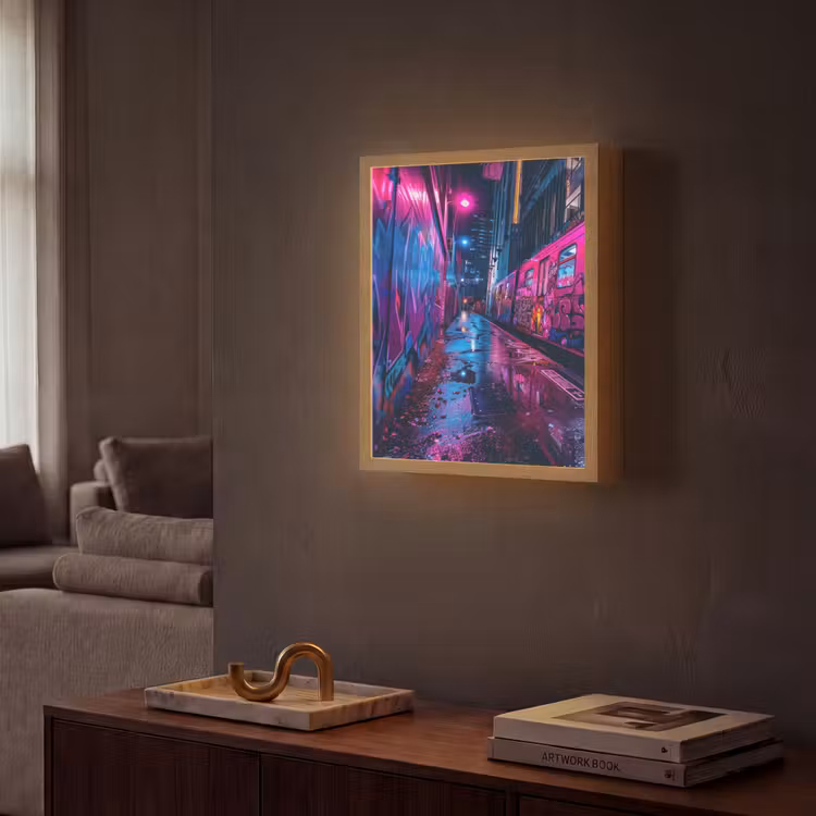 Lightbox - Wandlamp - Stad - Neon - Nacht - Roze - Graffiti — 2