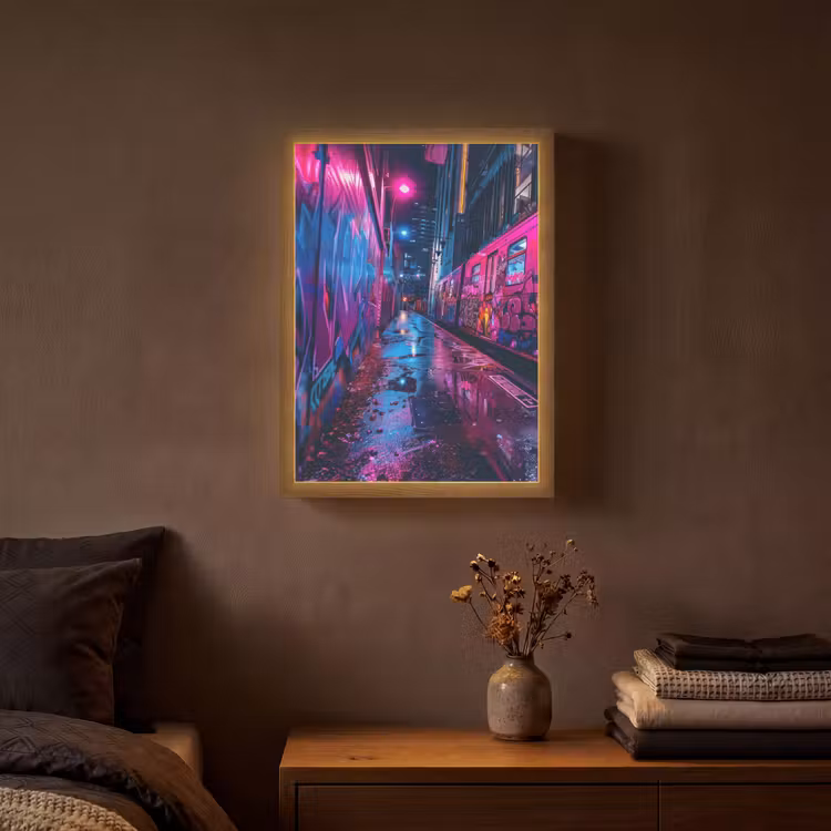 Lightbox - Wandlamp - Stad - Neon - Nacht - Roze - Graffiti — 3