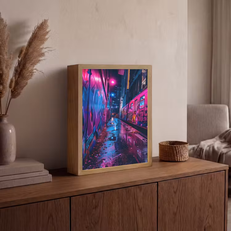 Lightbox - Wandlamp - Stad - Neon - Nacht - Roze - Graffiti — 4
