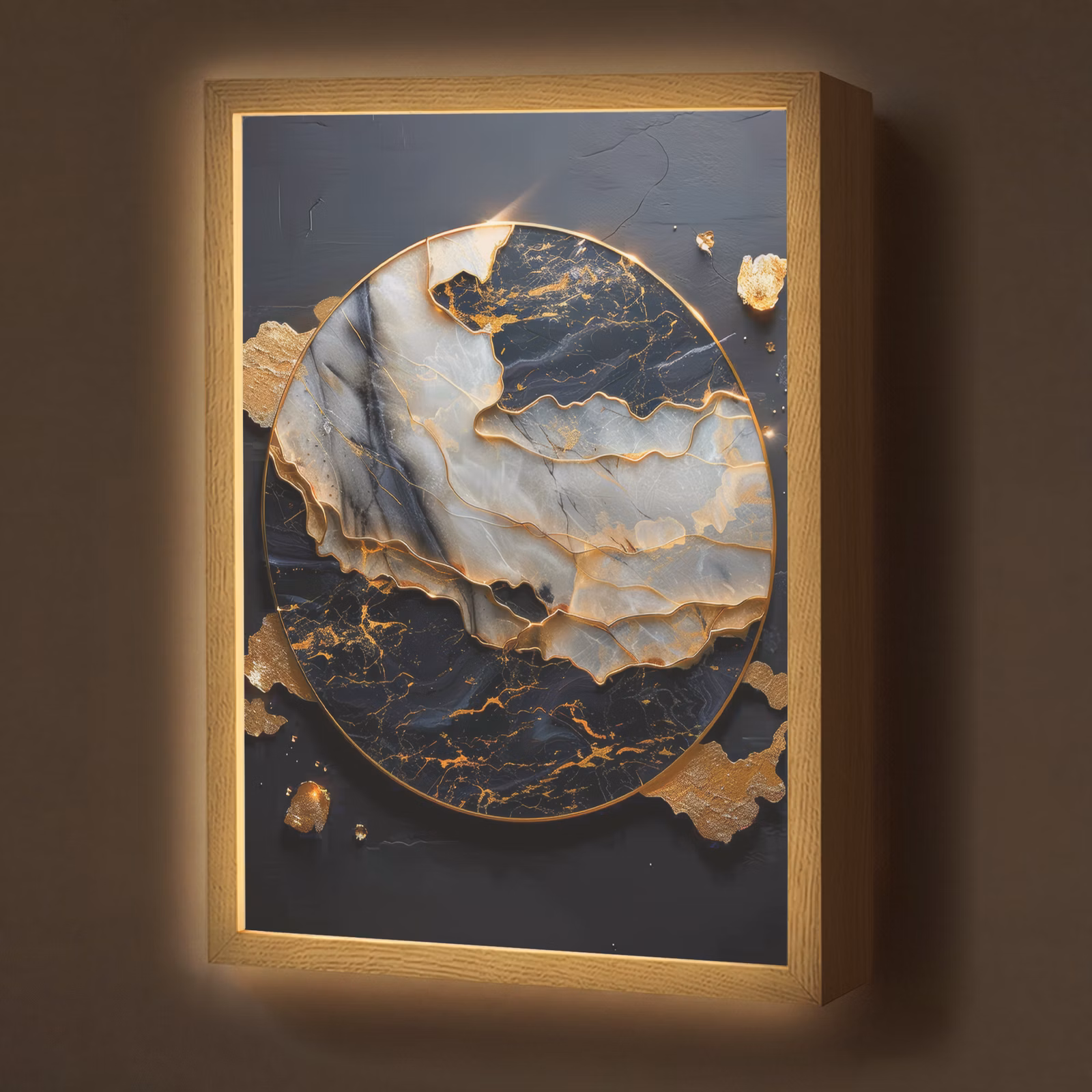 Lightbox - Wandlamp - Kunst - Goud - Zwart - Modern - Abstract — 1