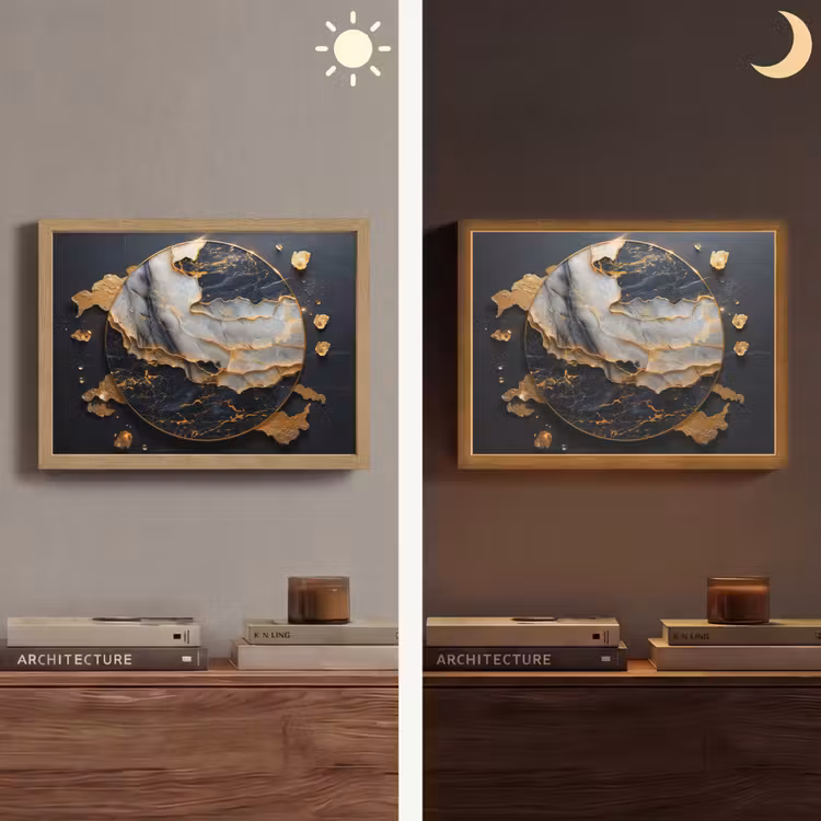 Lightbox - Wandlamp - Kunst - Goud - Zwart - Modern - Abstract — 6