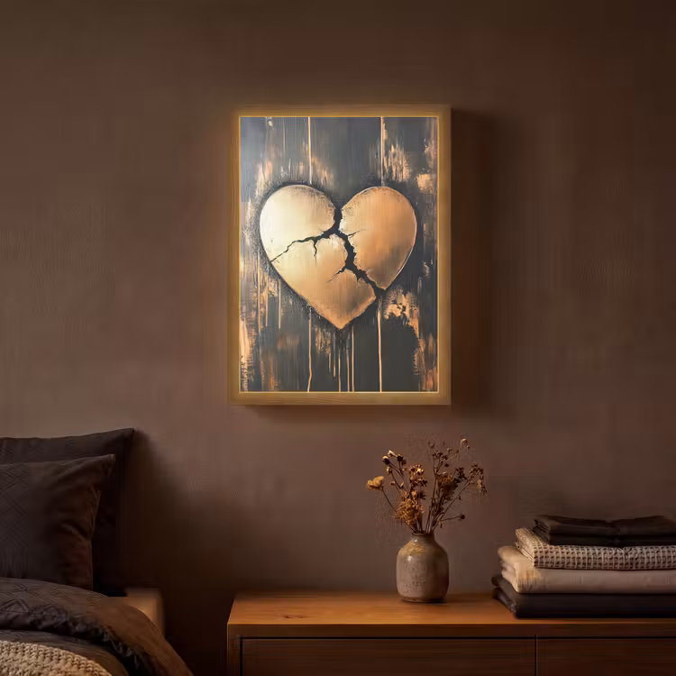 Lightbox - Wandlamp - Gebroken hart - Goud - Houtlook - Liefde — 3