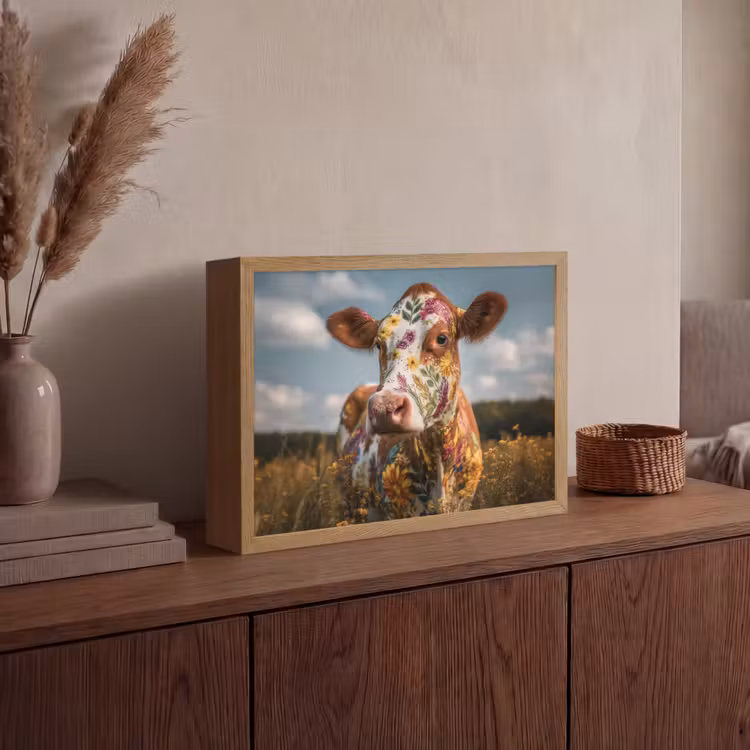 Lightbox - Wandlamp - Koe - Bloemen - Weiland — 4