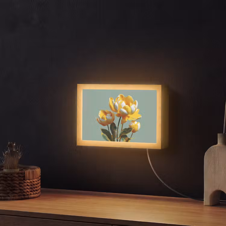 Lightbox - Wandlamp - Bloemen - Geel - Bladeren - Structuur — 2