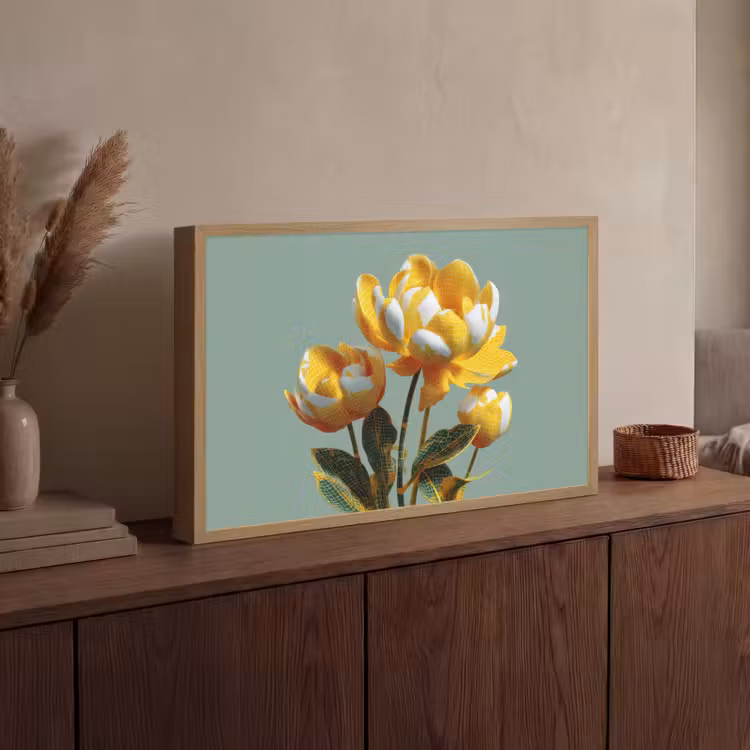 Lightbox - Wandlamp - Bloemen - Geel - Bladeren - Structuur — 4