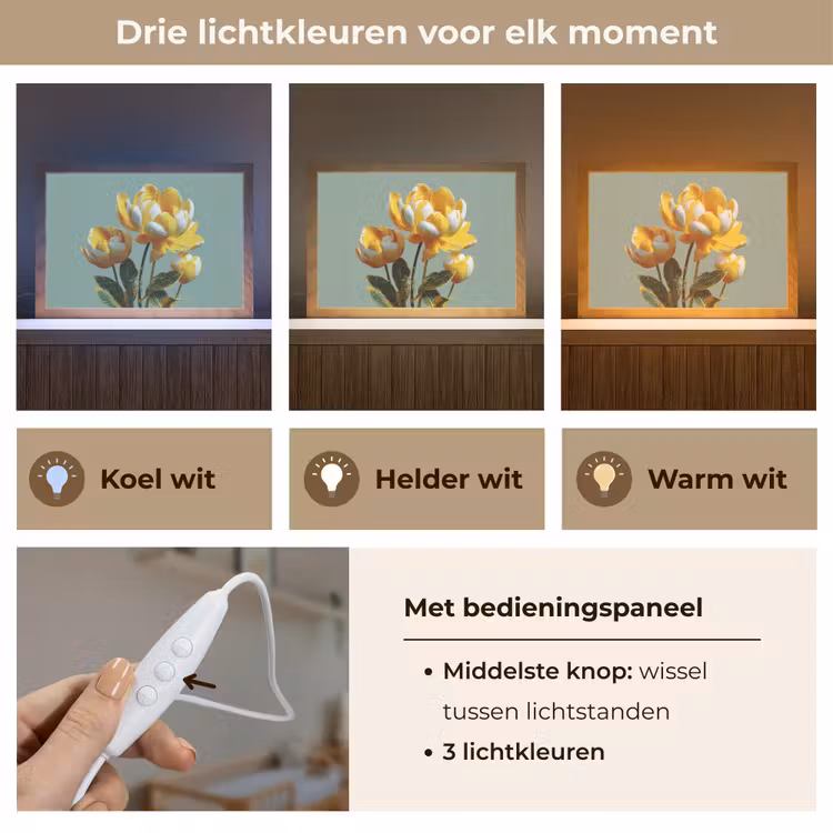 Lightbox - Wandlamp - Bloemen - Geel - Bladeren - Structuur — 5