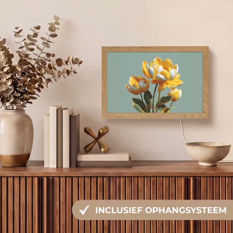 Lightbox - Wandlamp - Bloemen - Geel - Bladeren - Structuur — 8