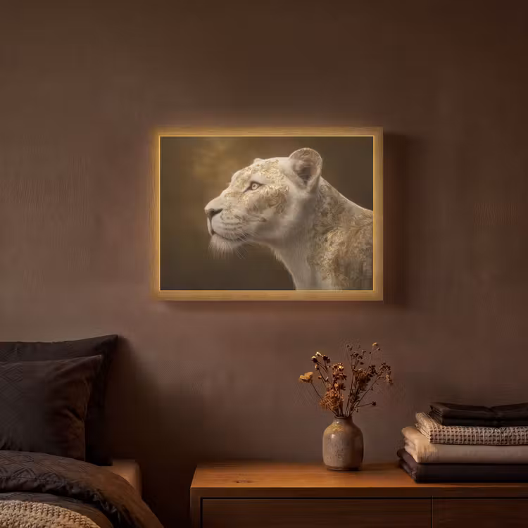 Lightbox - Wandlamp - Leeuwin - Bloemen - Wit - Goud — 3
