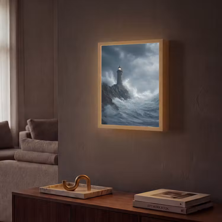 Lightbox - Wandlamp - Rotsen - Vuurtoren - Golven - Klliffen — 2