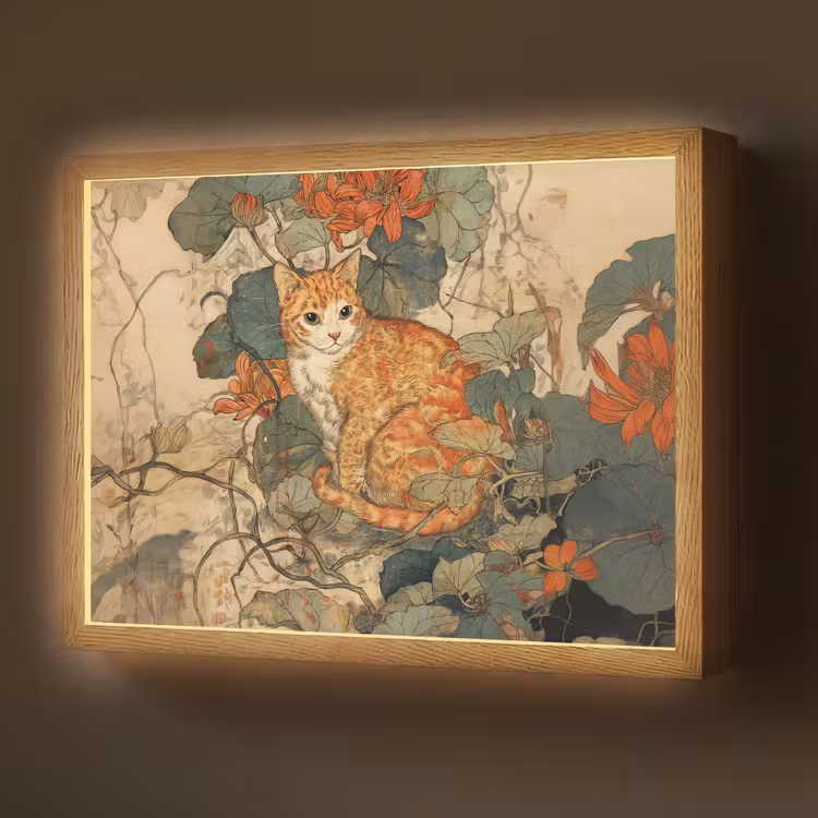 Lightbox - Wandlamp - Kat - Sierlijk - Bloemen — 1