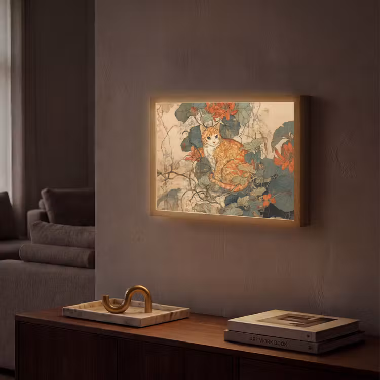 Lightbox - Wandlamp - Kat - Sierlijk - Bloemen — 2