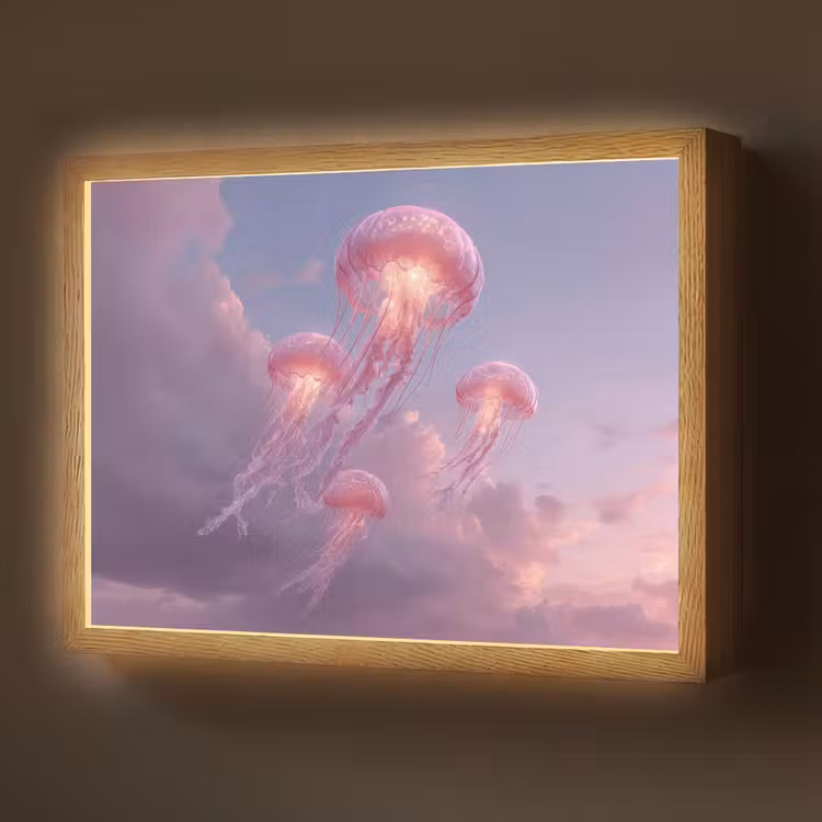 Lightbox - Wandlamp - Kwallen - Roze - Wolken — 1