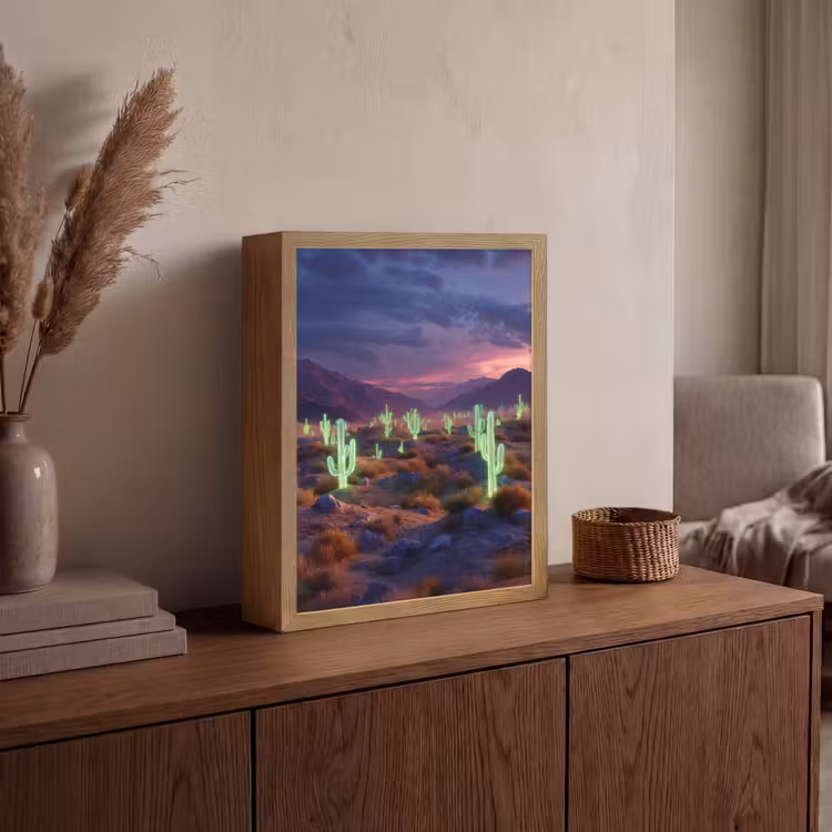 Lightbox - Wandlamp - Neon cactussen - Woestijn - Zonsondergang — 4